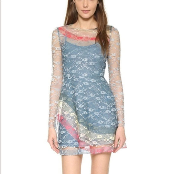 Red Valentino Rainbow Lace Fit & Flare Dress - Picture 7 of 7